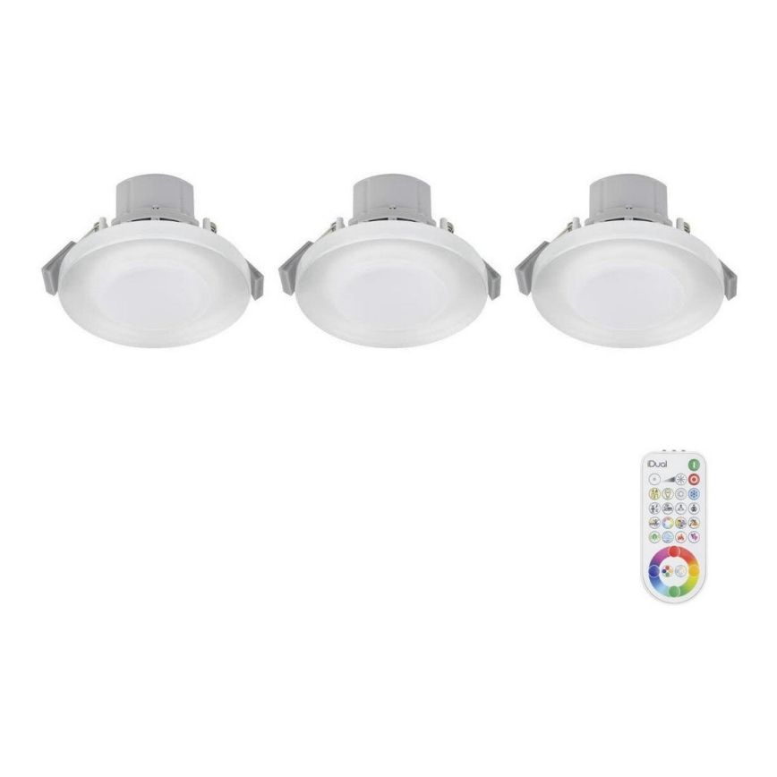 ΣΕΤ 3x LED RGB Χωνευτό φωτιστικό οροφής μπάνιου dimmimg ARGON LED/7,3W/230V IP44 + τηλεχειριστήριο