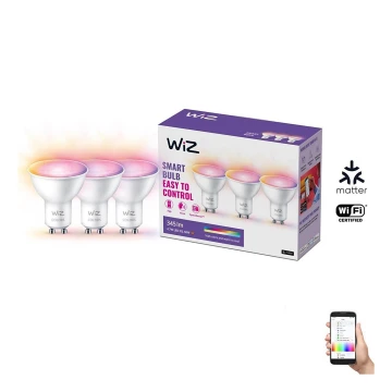 ΣΕΤ 3x Λάμπα LED RGBW Dimmable GU10/4,7W/230V 2200-6500K CRI 90 Wi-Fi - WiZ