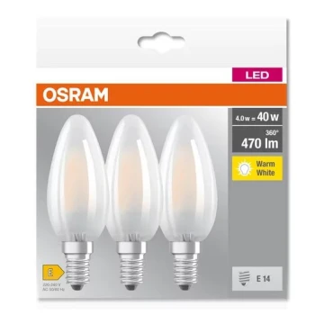 ΣΕΤ 3x Λαμπτήρας LED B40 E14/4W/230V 2700K - Osram