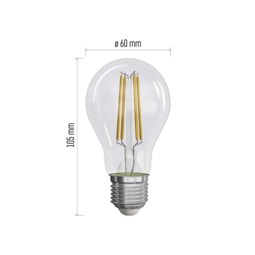 ΣΕΤ 3x Λαμπτήρας LED FILAMENT A60 E27/5W/230V 4000K Energy class A