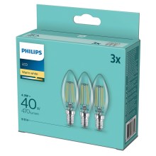 ΣΕΤ 3x Λαμπτήρας LED Philips B35 E14/4,3W/230V 2700K