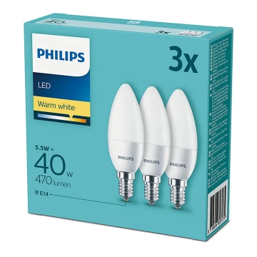 Σετ 3x Λαμπτήρας LED Philips E14/5,5W/230V 2700K