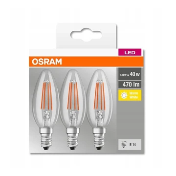 ΣΕΤ 3x Λαμπτήρας LED VINTAGE B40 E14/4W/230V 2700K - Osram