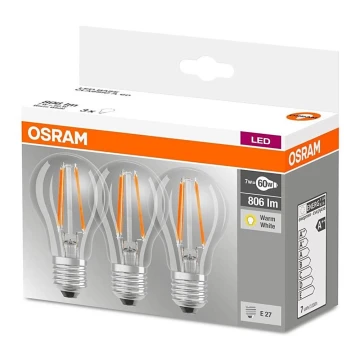 ΣΕΤ 3x Λαμπτήρας LED VINTAGE E27/7W/230V 2700K - Osram