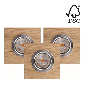 ΣΕΤ 3x Χωνευτό Φωτιστικό LED VITAR 1xGU10/5W/230V CRI 90 δρυς – FSC πιστοποιημένο