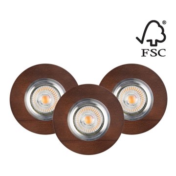 ΣΕΤ 3x Χωνευτό Φωτιστικό LED VITAR 1xGU10/5W/230V CRI 90 οξιά – FSC πιστοποιημένο