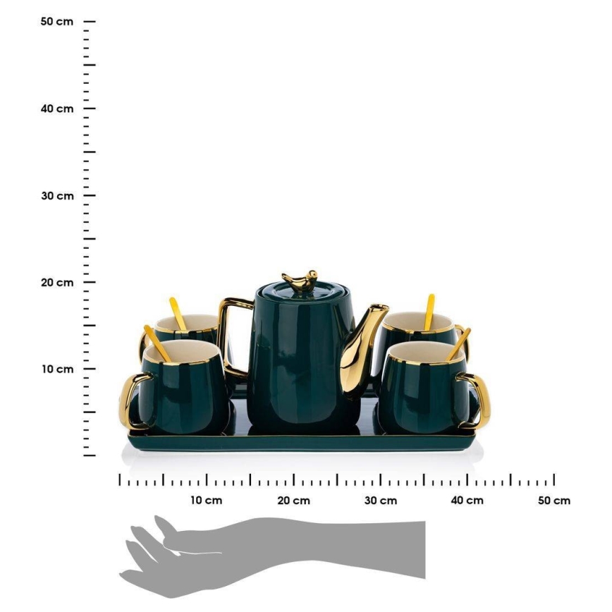 Σετ τσαγιέρα με κούπες NOAH πράσινο/χρυσό