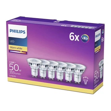 ΣΥΣΚΕΥΑΣΙΑ 6x LED Λαμπτήρες Philips GU10/4,6W/230V 2700K