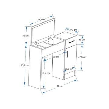 Τουαλέτα κρεβατοκάμαρας INCI 108,8x77 cm καρυδιά/μαύρο