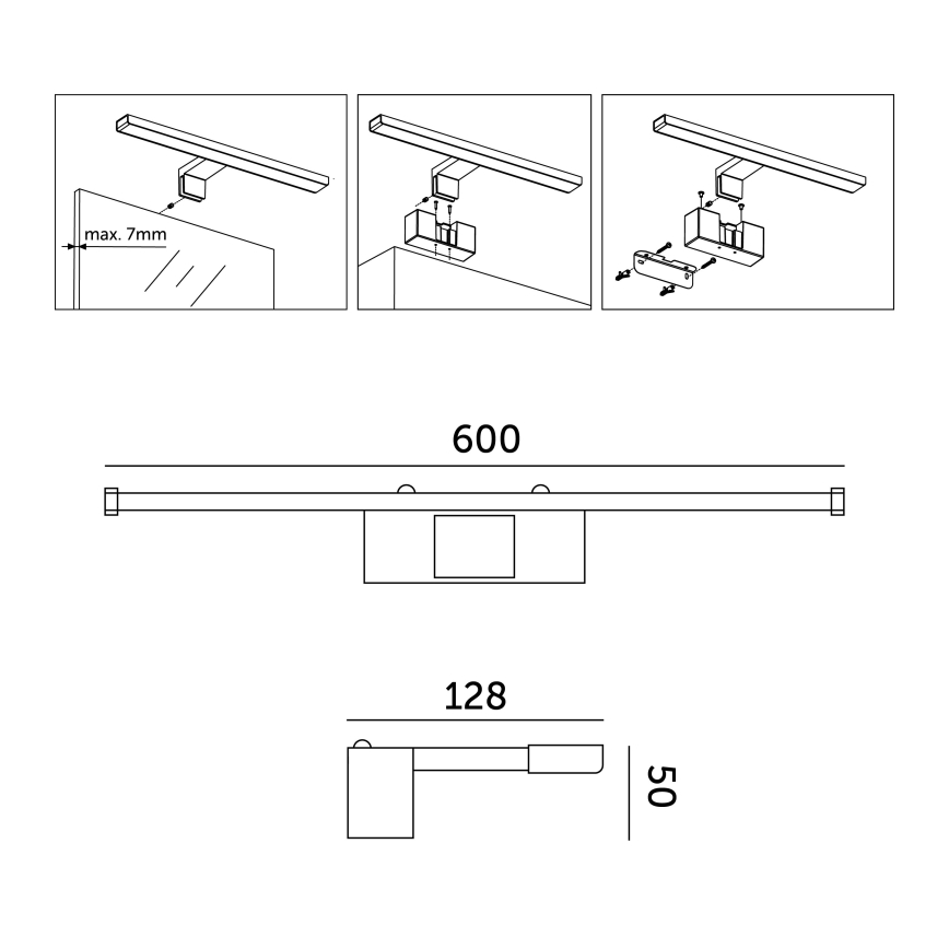 Φωτισμός καθρέφτη μπάνιου LED LED/12W/230V 4000K IP44 60 cm