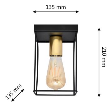 Φωτιστικό οροφής FINN 1xE27/15W/230V μαύρο/χρυσαφί