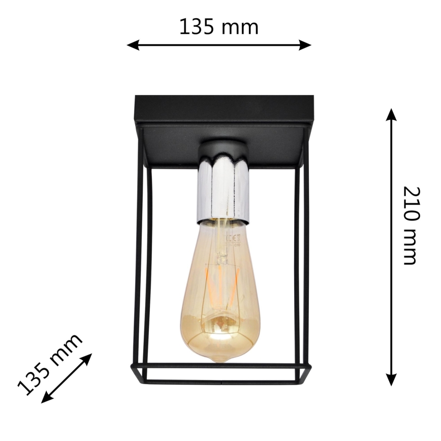 Φωτιστικό οροφής FINN 1xE27/15W/230V μαύρο/χρώμιο