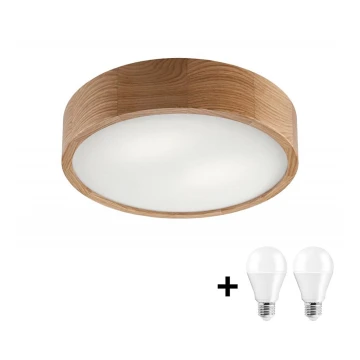 Φωτιστικό οροφής LED OAK 2xE27/10W/230V δρυς δ. 37 cm