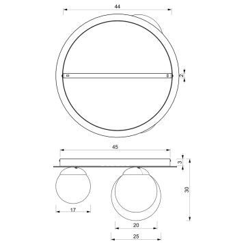 Φωτιστικό οροφής PLATO 2xE14/40W/230V + 1xE27/60W/230V