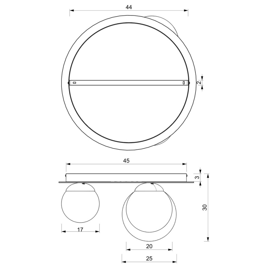 Φωτιστικό οροφής PLATO 2xE14/40W/230V + 1xE27/60W/230V