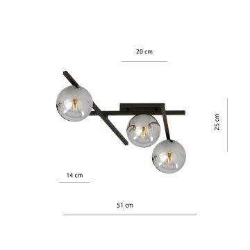 Φωτιστικό οροφής SMART 3xE14/10W/230V μαύρο/γκρι