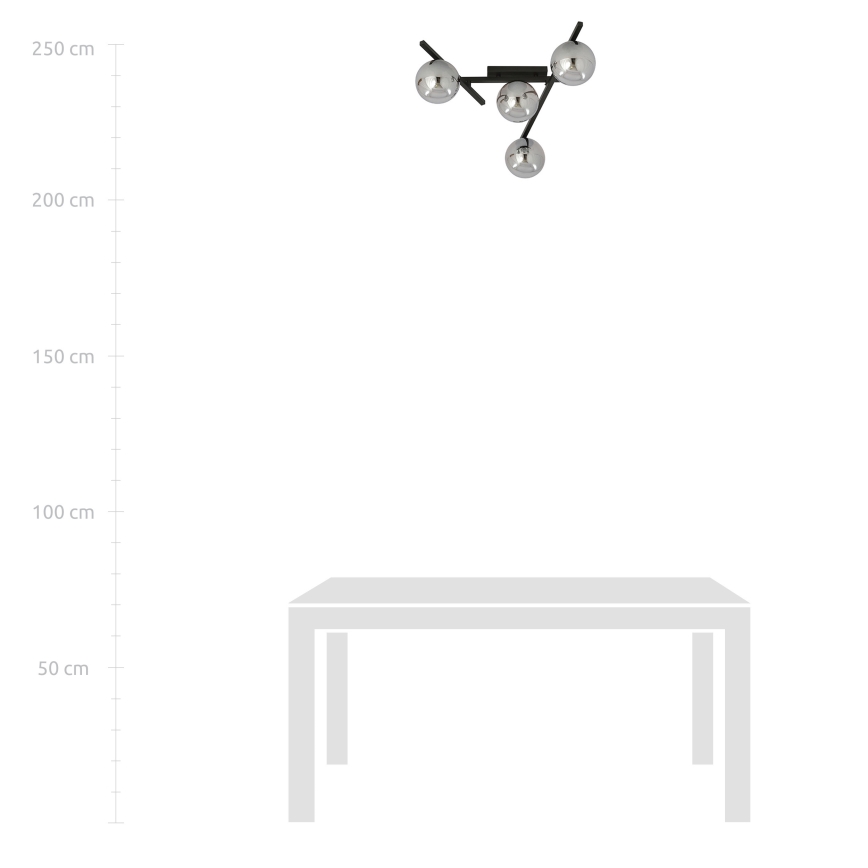 Φωτιστικό οροφής SMART 4xE14/10W/230V μαύρο/γκρι