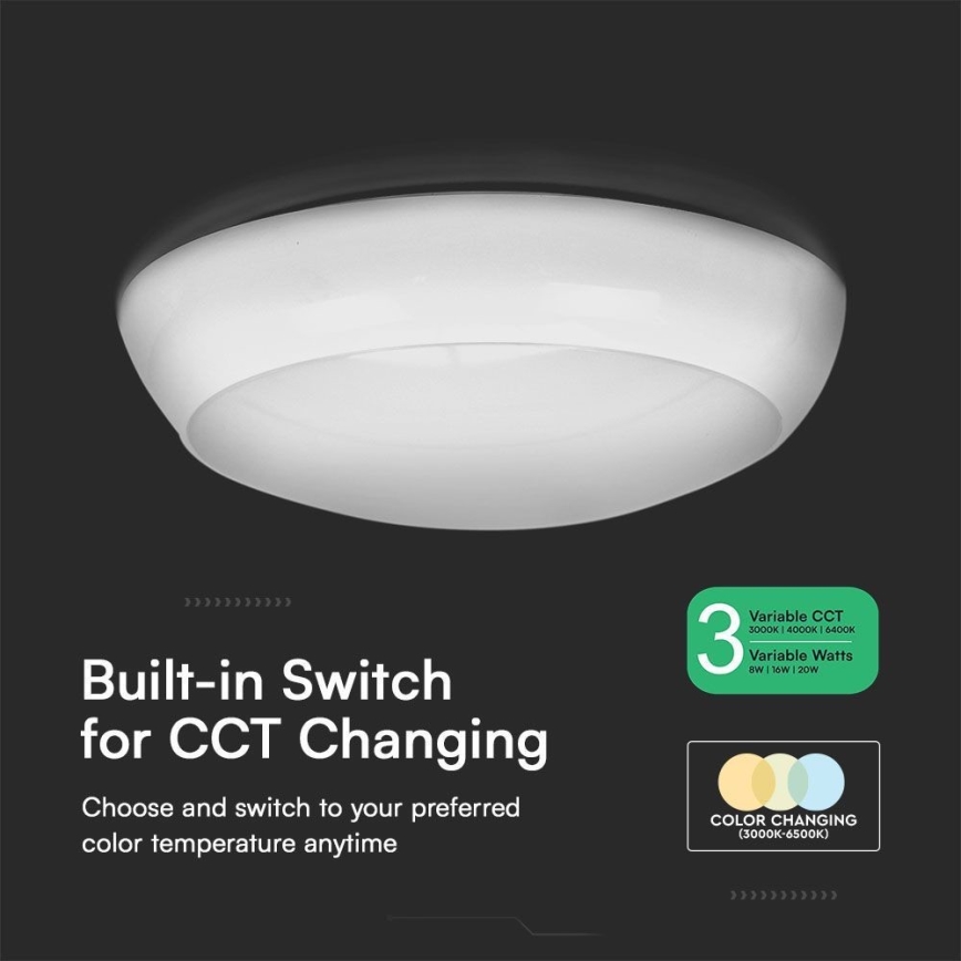 Φωτιστικό οροφής εξωτερικού χώρου LED LED/8W/16W/20W/230V IP65 3000/4000/6500K