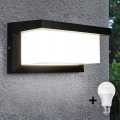 Φωτιστικό τοίχου LED εξωτερικού χώρου με αισθητήρα σούρουπου NEELY 1xE27/9W/230V IP54 μαύρο