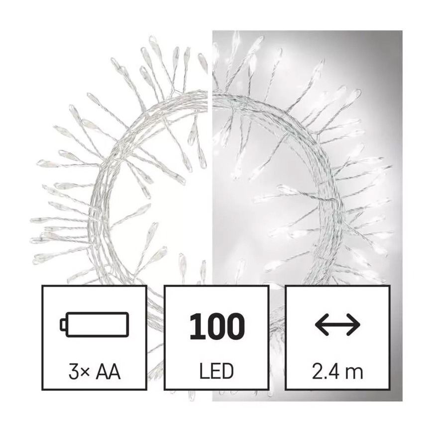 Χριστουγεννιάτικα λαμπάκια LED 100xLED/3xAA 2,7 m ψυχρό λευκό