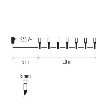 Χριστουγεννιάτικα λαμπάκια LED RGB εξωτερικού χώρου 96xLED/8 λειτουργίες 15m IP44