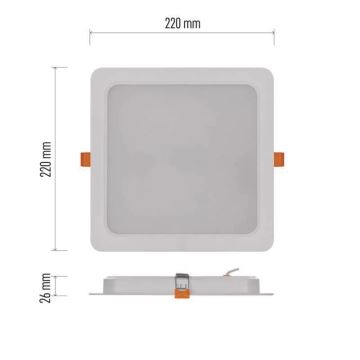 Χωνευτό Φωτιστικό LED LED/24W/230V 22x22 cm λευκό