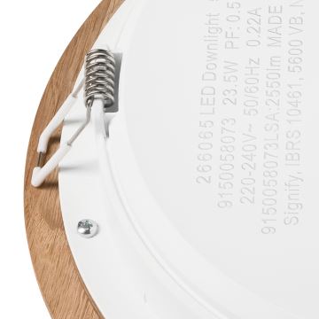 Χωνευτό Φωτιστικό LED WOODY SPOT LED/23,5W/230V 4000K δρυς ø 23,5 cm